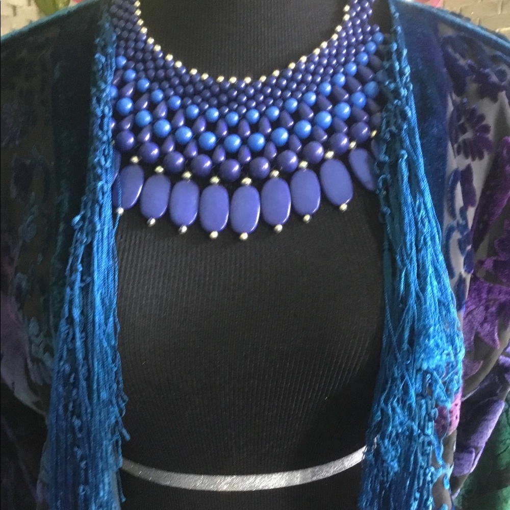 💙🌸 Blue Statement Bib Necklace 🌸💙New💙🌸 - Picture 10 of 13